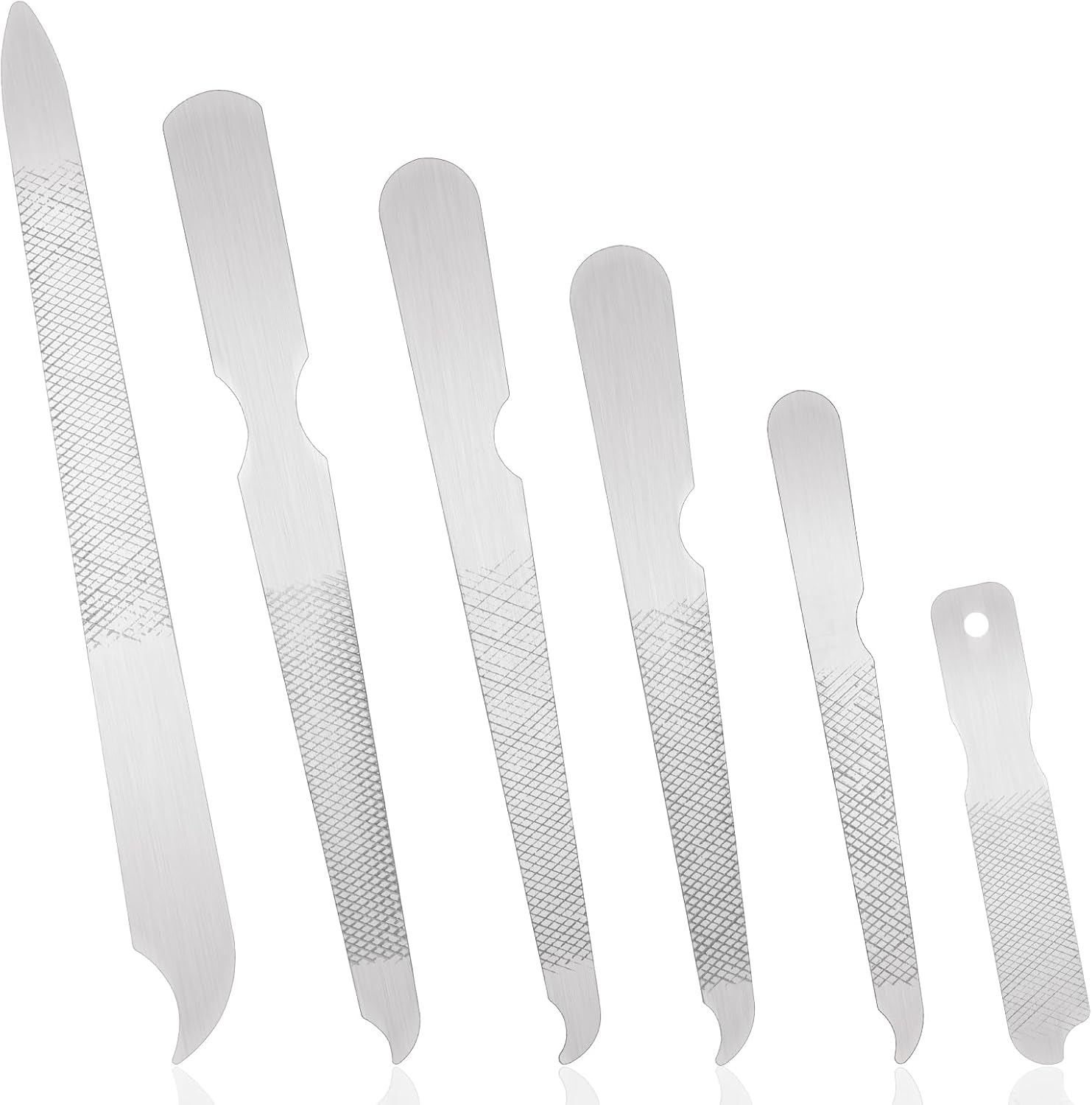 Dimeho 6PCS Metal Nail File for Natural Nails, Stainless Steel Nail Files Double Sided Sword Fingernail Files with Pointed Tip Non Slip Handle Curved Nail File Manicure Tools Finger Nail Filers image number 5
