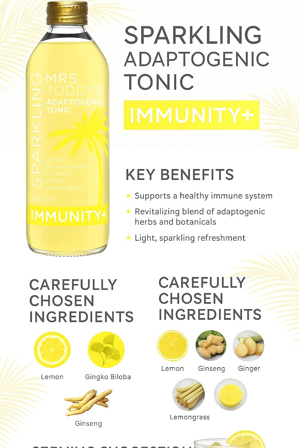 Mrs Toddy&rsquo;S Tonic &ndash; Immunity+ Sparkling Adaptogenic Tonic | Natural Botanical Soda | No Preservatives | Blood Sugar Friendly | 330Ml (Pack of 2) image number 3