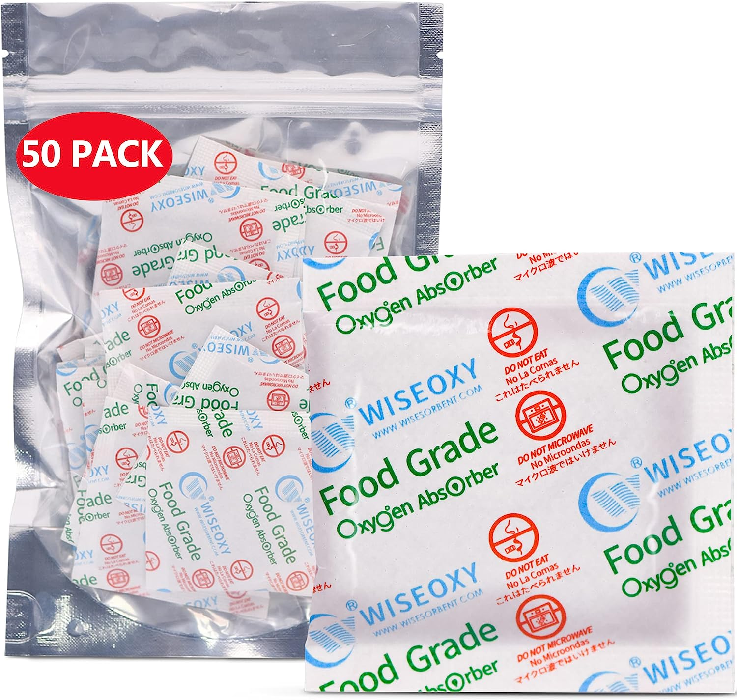 Wisesorb 300CC 50 Packs Oxygen Absorbers for Food Storage, Food Grade Oxygen Absorbers, O2 Absorbers Food Grade for Food Storage image number 5
