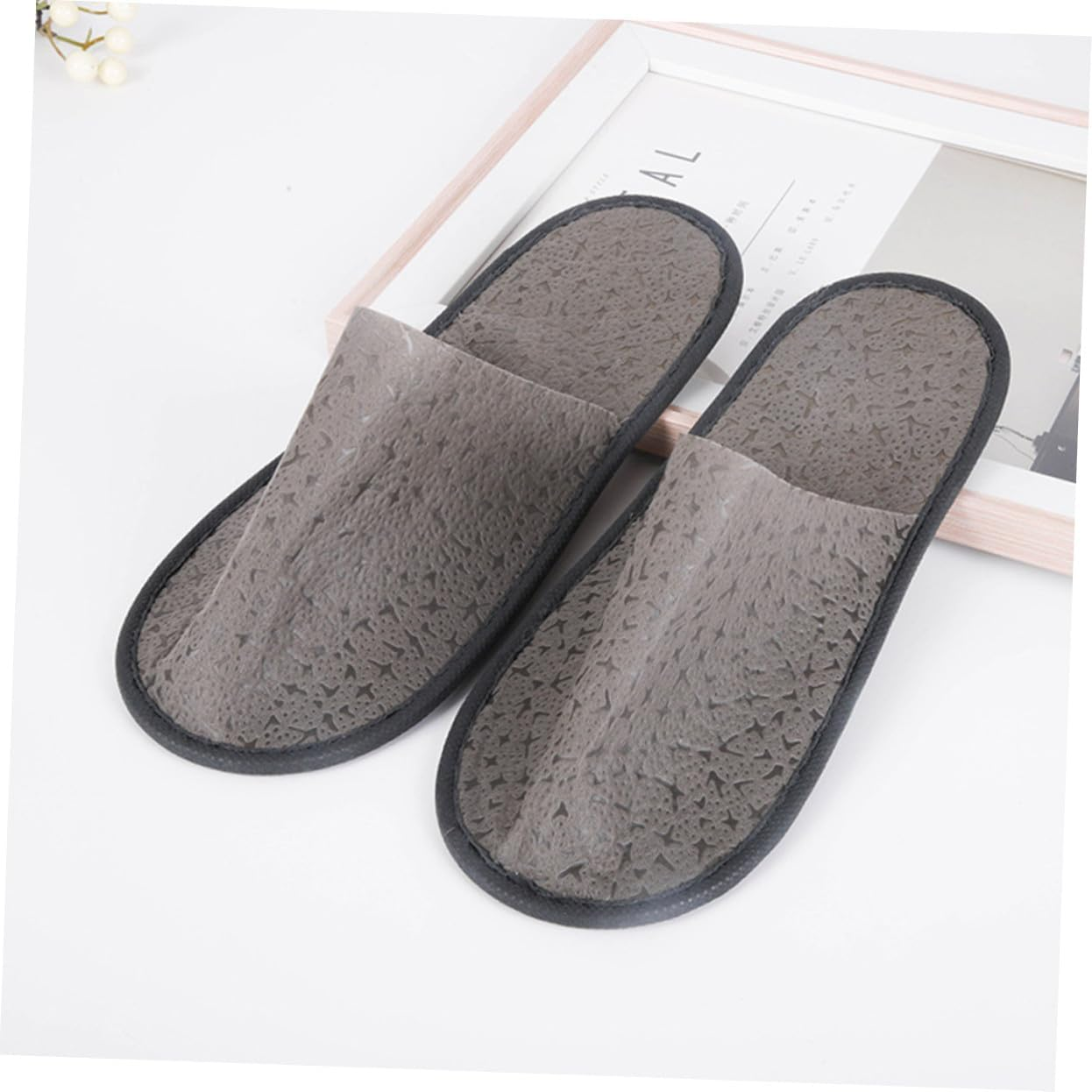 ARTSEWPLY 10 Pairs Disposable Non-Slip Closed Toe Slippers for Men Women Lightweight Breathable Hotel Spa Bedroom Slippers with Textured Sole Portable Travel Guest Footwear image number 4