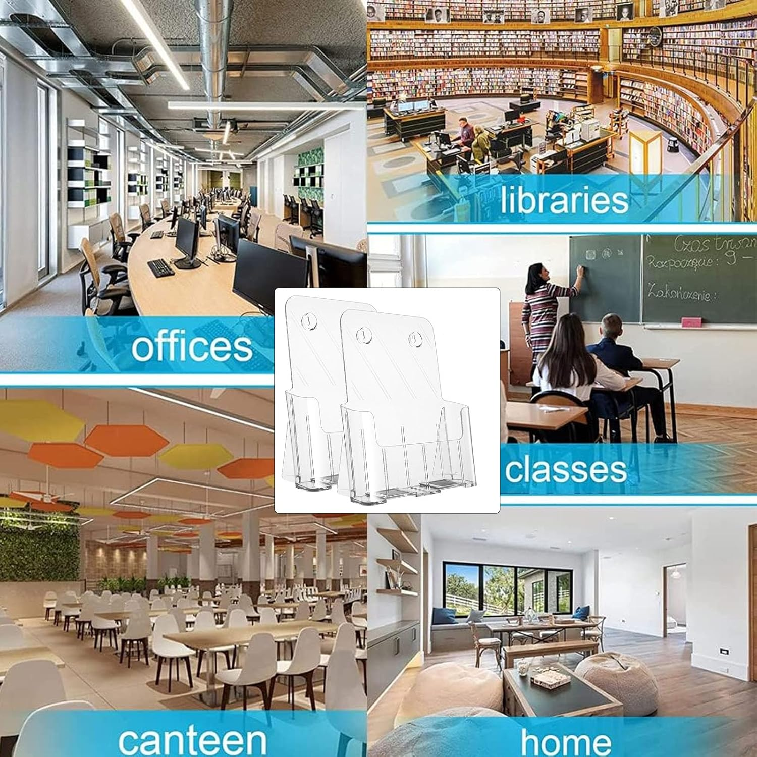 Acrylic Brochure Holder 9.0X10.2 Inches, 2 Pack Clear Literature Display Stand with Removable Divider for Trifold, Pamphlets, Magazines, Flyers, and Documents 4 Inches Wide, Durable and Stylish Design image number 4