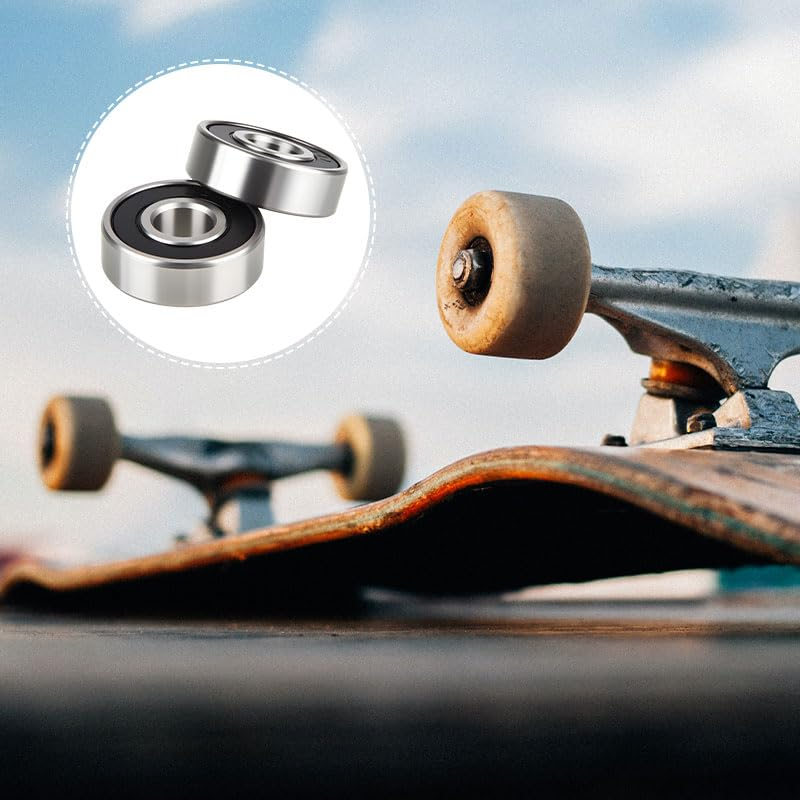 2Pcs 6000-2RS Deep Groove Ball Bearings, Double Sealed Chrome Steel Bearings, Compatible with Skateboards, Longboards, Inline Skates, Scooters, Fidget Spinners and Small Machinery image number 2