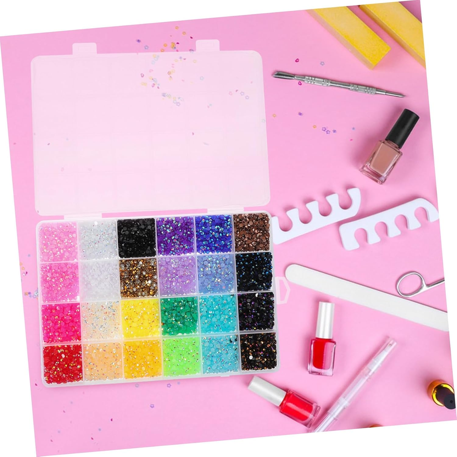 DINHEAROM Flatback Nail Rhinestones 24000Pcs 3Mm Resin Gemstones 24 Colors Ab Effect for Nail Art Crafting DIY Decoration Tools Australia image number 1