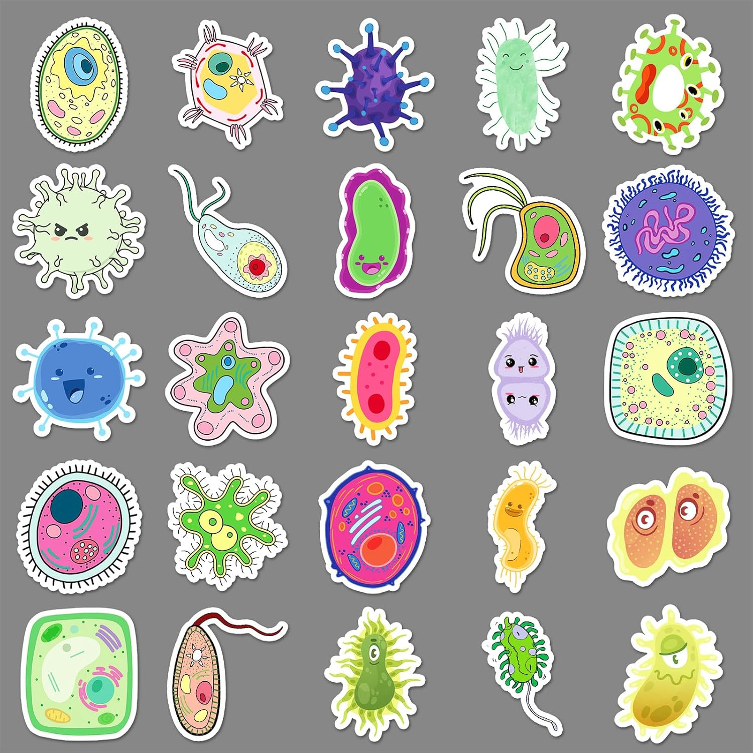 50 PCS Microorganism Decals Vinyl Waterproof Stickers for Children,Teens,Adults,Boys,Girls,Kids Stickers for Computer,Bicycle,Skateboard,Laptop,Phone,Luggage,Water Bottle - Australia Cute Stickers image number 5
