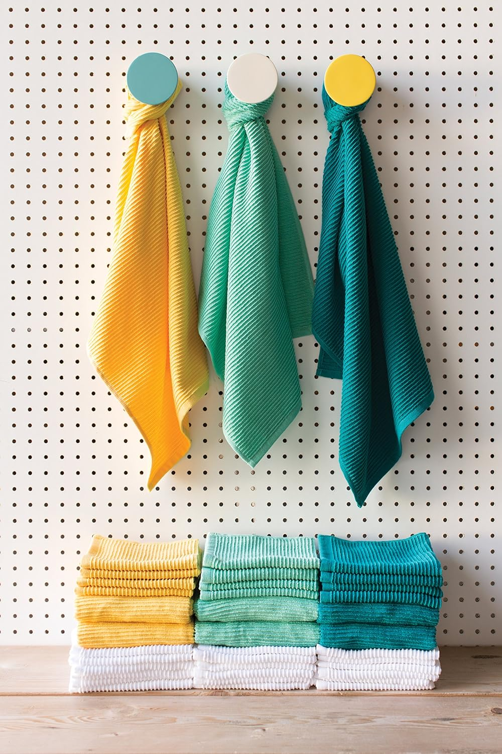 Now Designs Ripple Kitchen Towel, Set of 2, Peacock Green image number 2