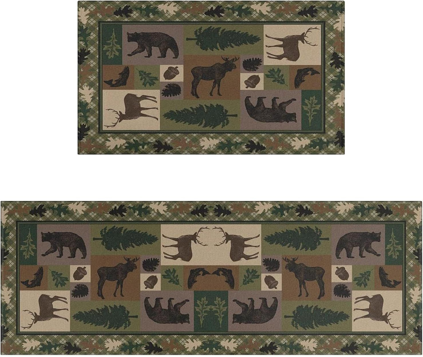 Faptoena Rustic Kitchen Rugs and Mats Sets of 2,Western Texas Star Kitchen Decoration Non-Slip Absorbent Kitchen Mat for Sink Waterproof Floor Mat for Laundry Room