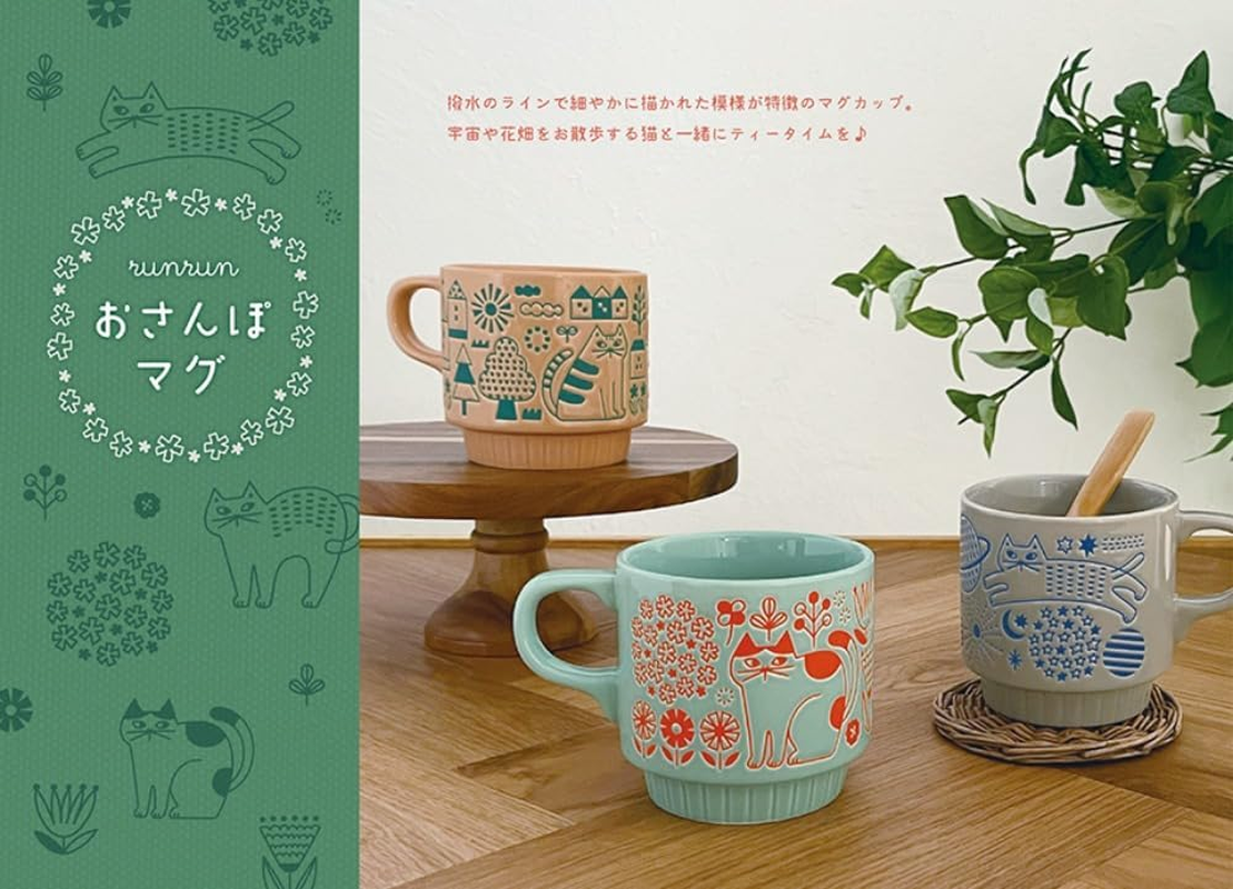 Decore Corporation Osanpo Mug, Flower Garden, Size (W X D X H): Approx. 3.4 X 4.8 X 3.4 Inches (8.8 X 12.2 X 8.8 Cm), MG-47881 - Blue image number 3
