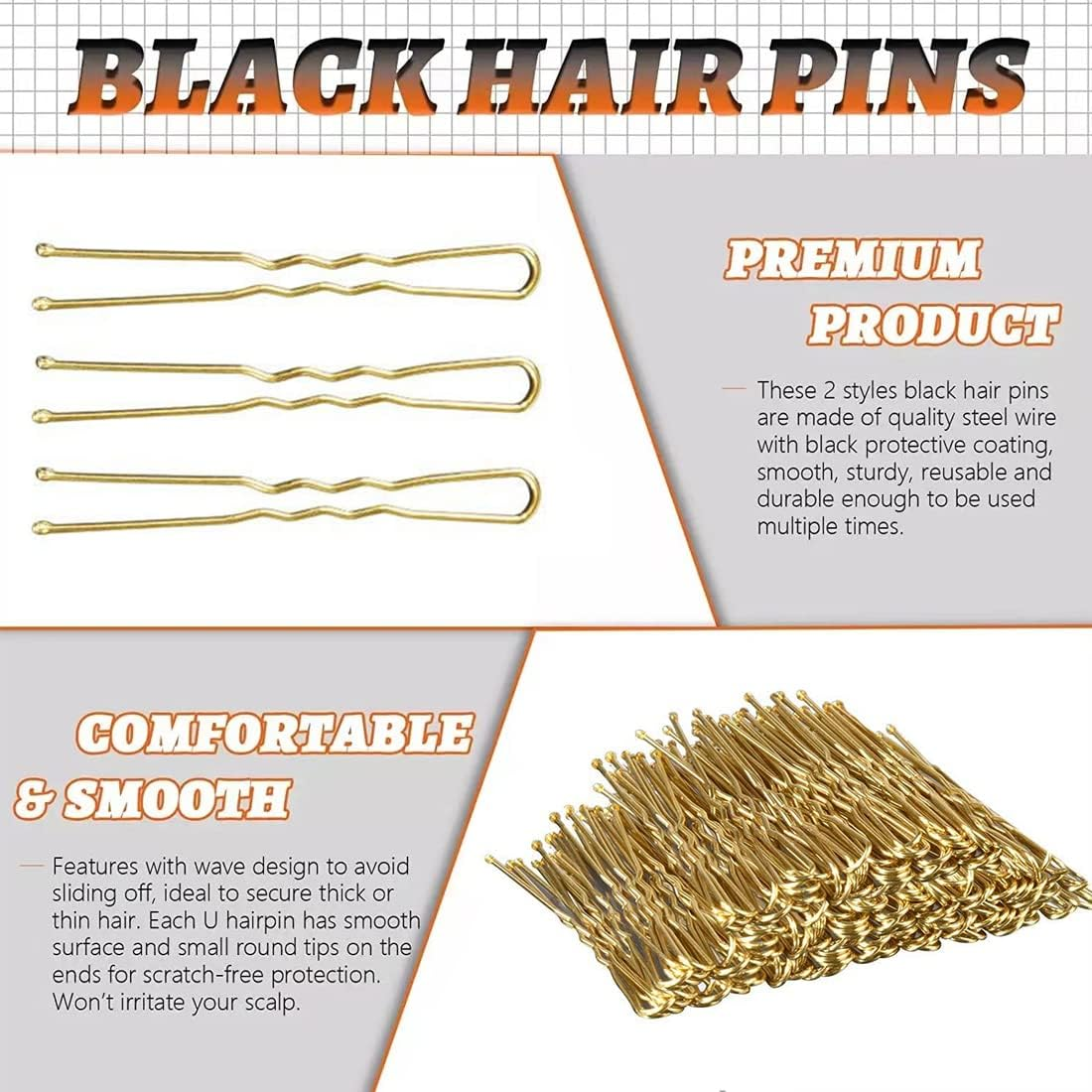 Pack of 50 Hair Pins, 6 Cm U-Shaped Hair Pins, Bobby Pins, Metal, Hair Clips for Women, Girls, Women, Hair Accessories, Hairdressing Salon image number 1