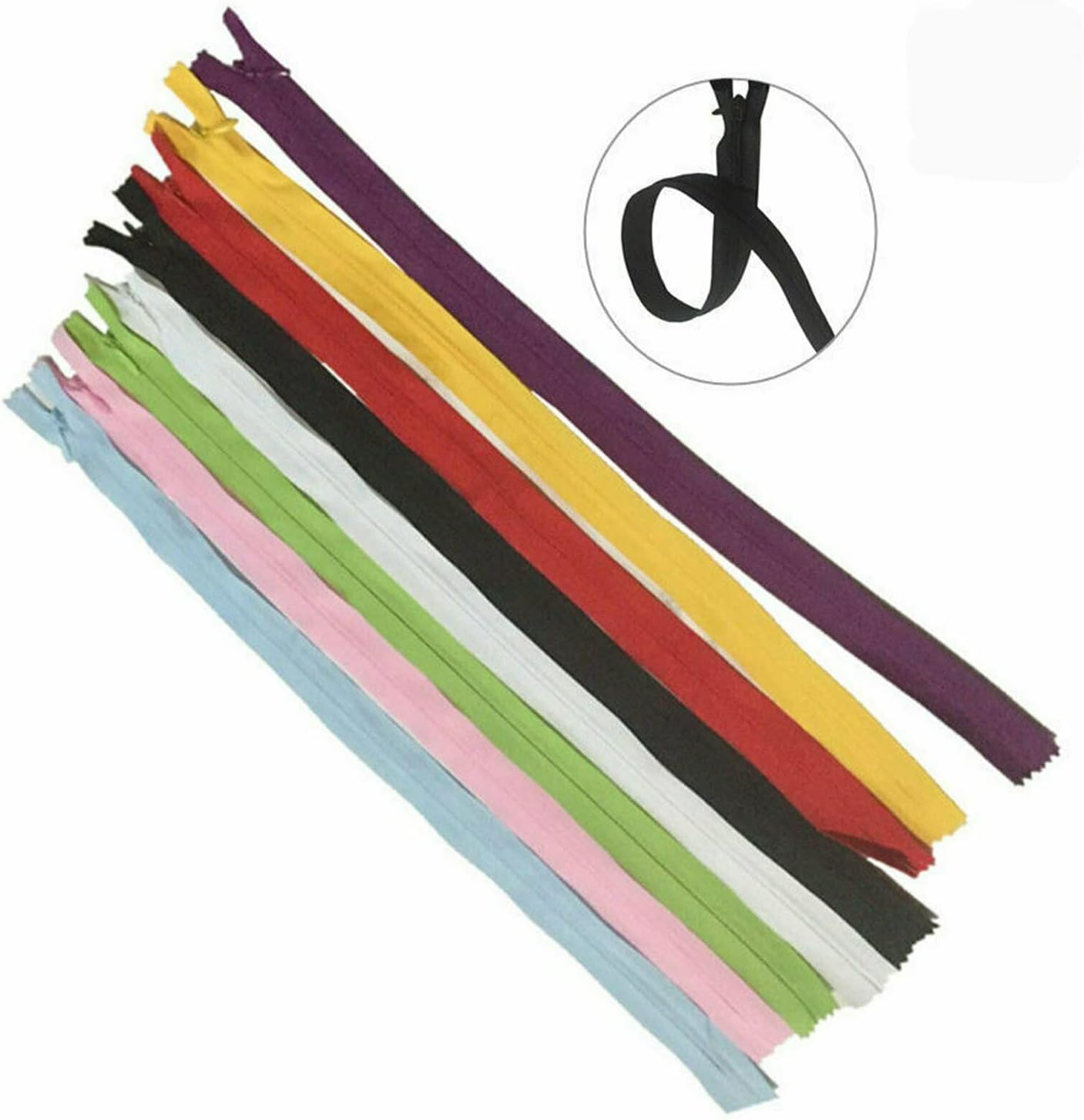 20Pcs Closed End Nylon Coil Zippers Tailor Sewer DIY Craft Sewing Colorful Sewing Zippers Supplies for Tailor Sewing Crafts 20Cm (Black)