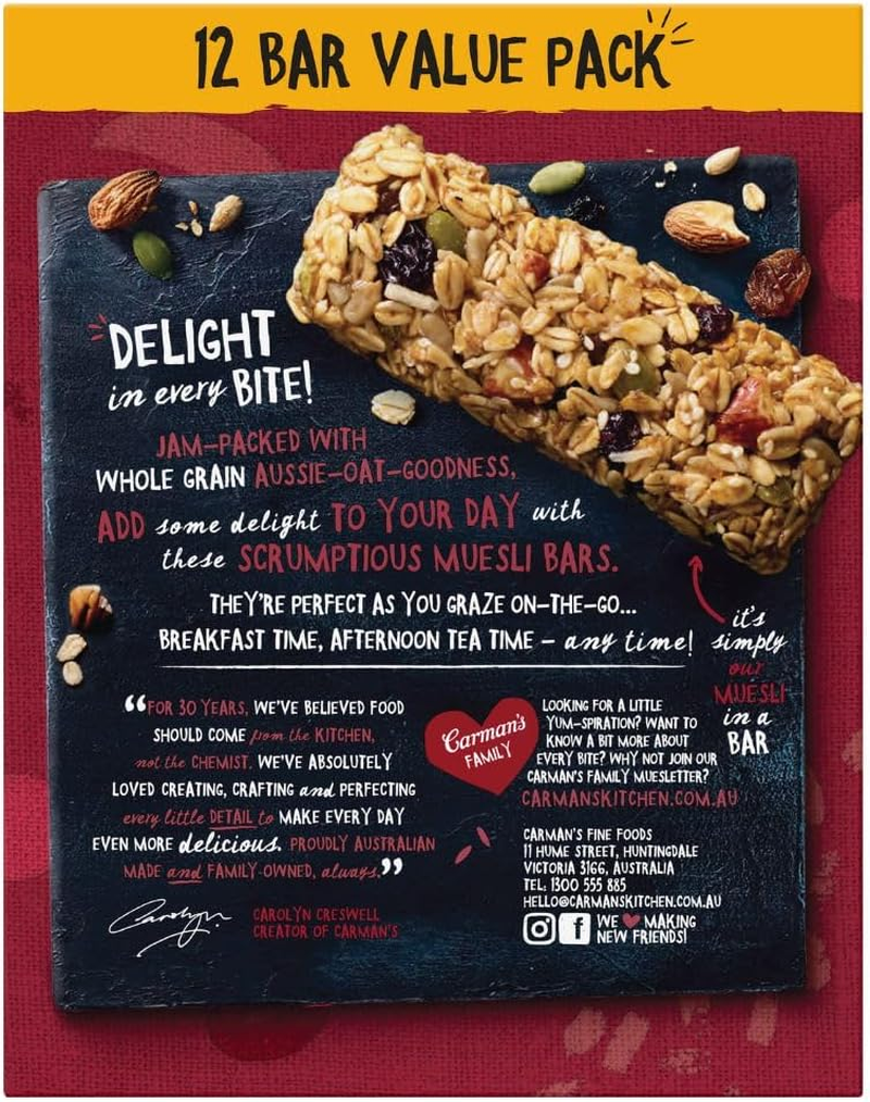 Carman'S Muesli Bars Classic Fruit & Nut Value Pack 3X540G (Pack of 36) image number 1