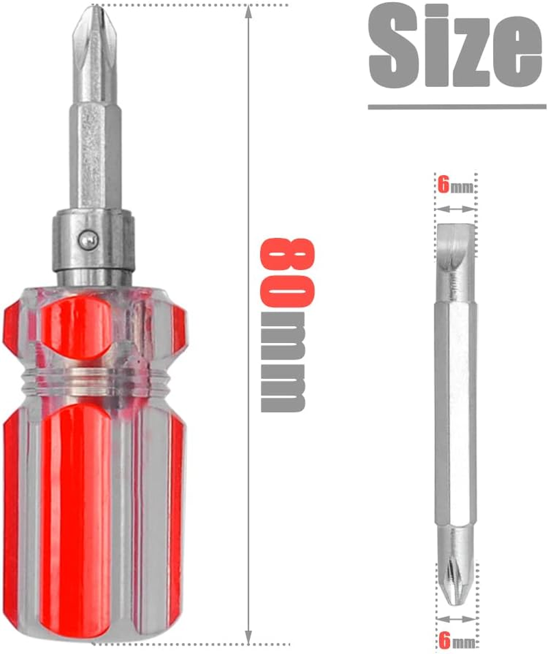 Bestgle 5 Pcs Stubby Screwdriver Set, Phillips and Flat Head Screwdriver Portable 2-In-1 Screwdriver Set Sewing Machine Ultra Short Screwdriver Tool
