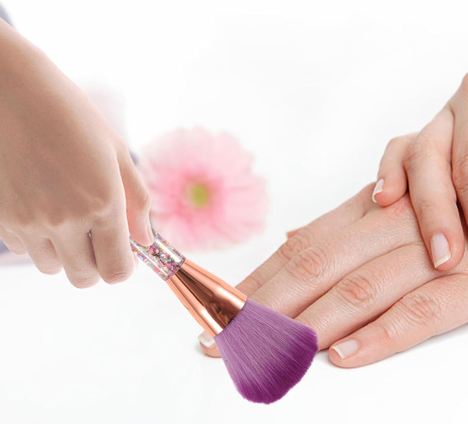 FRCOLOR Portable Makeup Tool Multi Functional Glitter Handle Brush for Nail Cleaning and Blush Application Soft Bristles for Gentle Use for Routines image number 4
