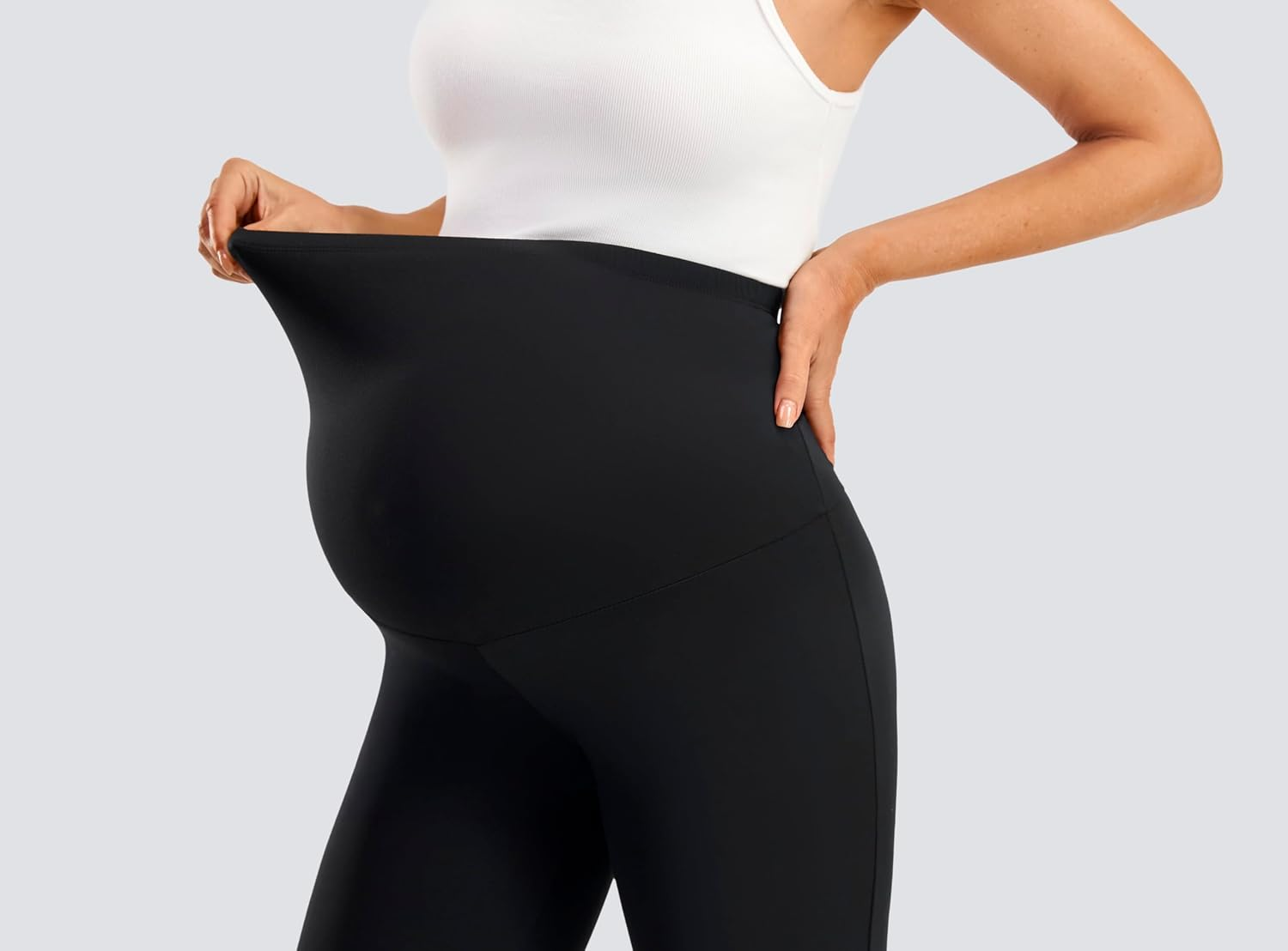 JOYSPELS Smooth Feeling Wide-Leg Maternity Leggings over the Belly Soft Pregnancy Yoga Lounge Pants for Women, Black, X-Large image number 4