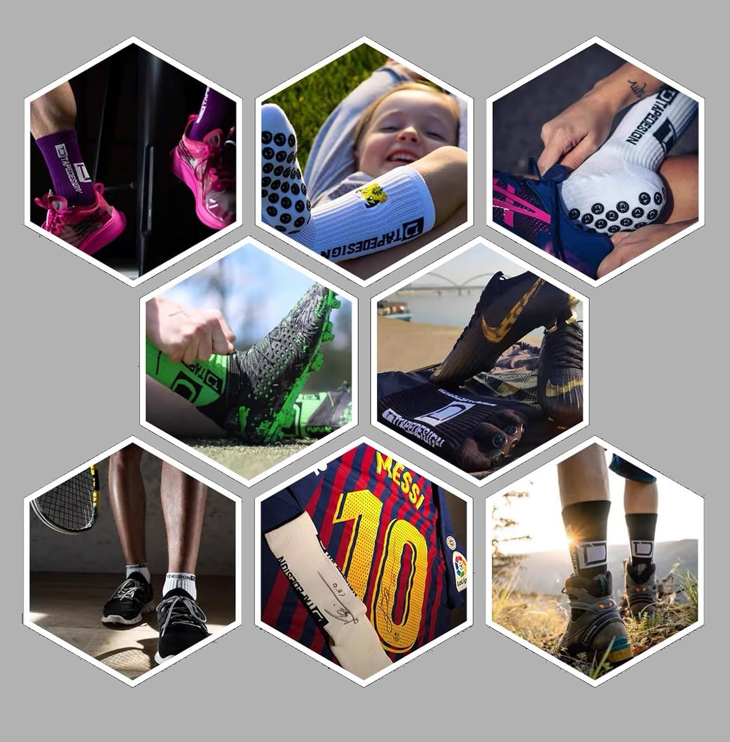 2 Pairs Soccer Socks＋Sleeve Stockings Set Combinations Leg Sleeve Football Grip Socks for Men and Women Non Slip Sports Socks for Training Athletic image number 4