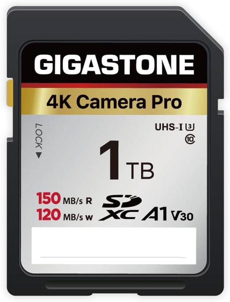 [5-Yrs Free Data Recovery] GIGASTONE 1TB SDXC Memory Card 4K Pro Series Camera Transfer Speed up to 150Mb/S Compatible with Canon Nikon Sony Camcorder, A1 V30 UHS-I Class 10 for 4K UHD Video image number 6