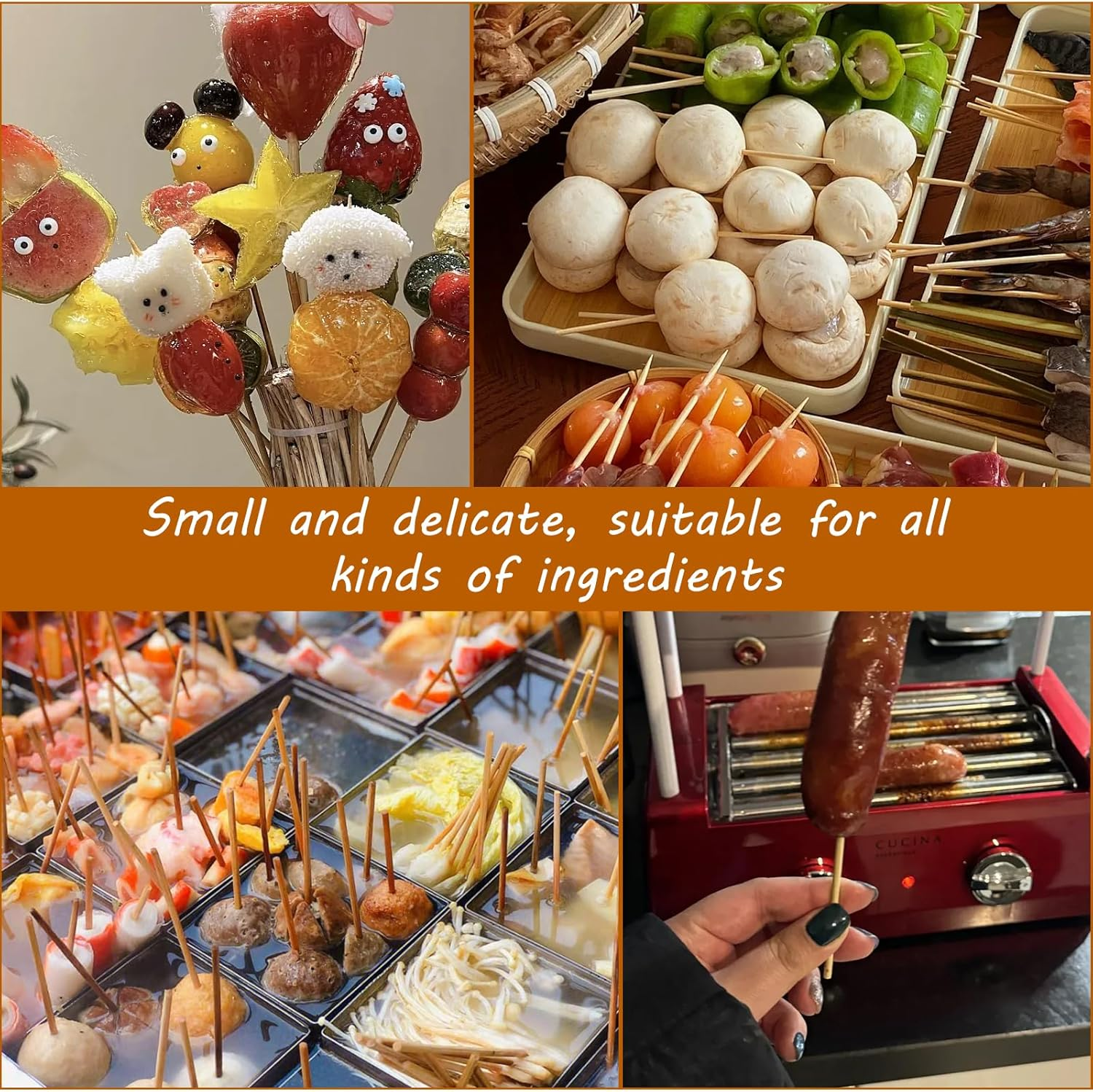 6" Natural Bamboo Skewers the Diameter Is 4Mm (100 PCS) image number 2