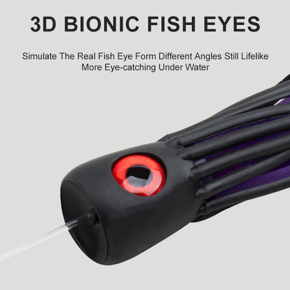 AIMALL Sea Bait Lure - 210G Deep Water Propeller Trolling Bait, 6" 3D Bionic Fish Eyes, UV Light Effect, Marlin and Mackerel Fishing - Blue Pink image number 7