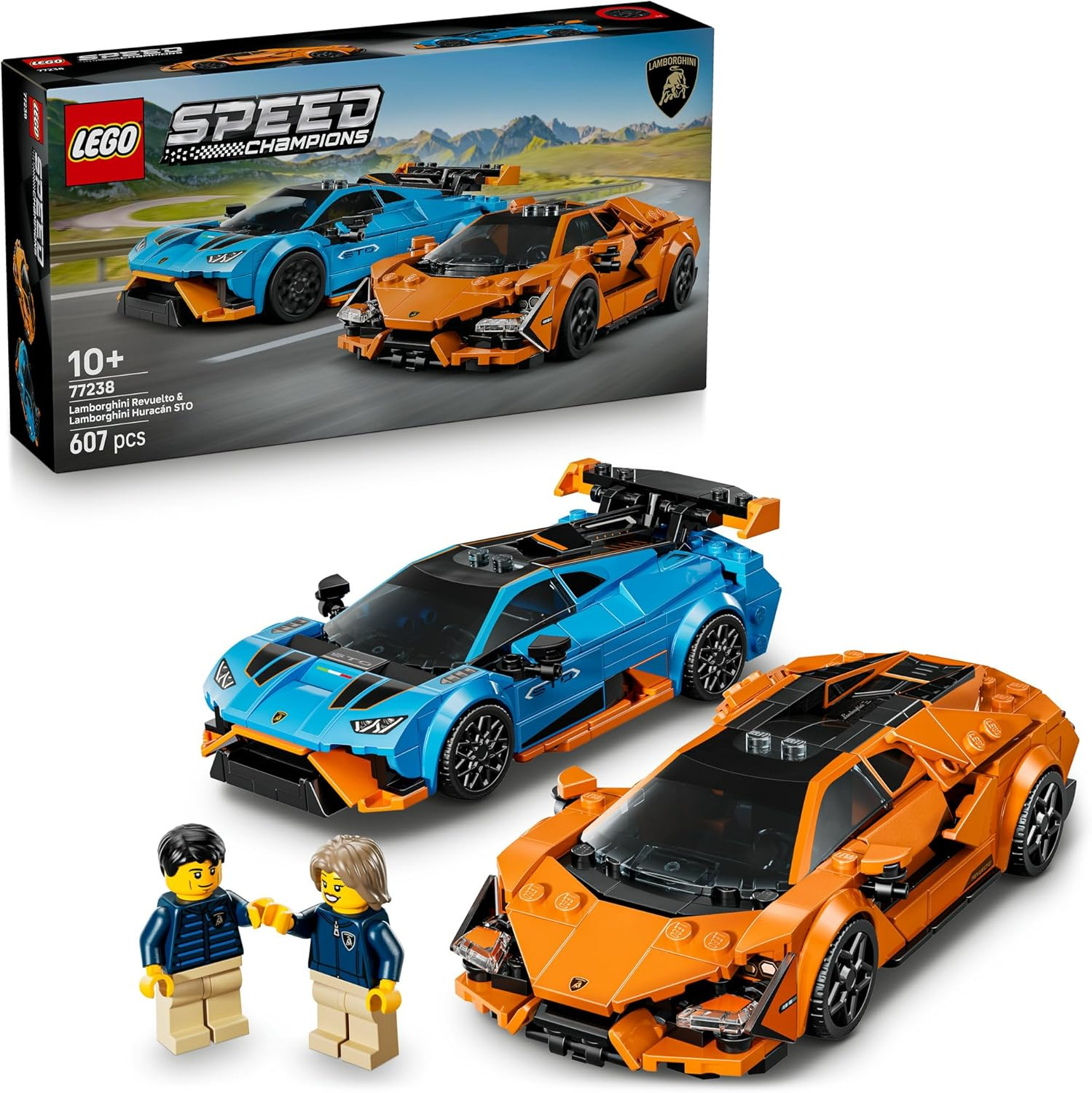 LEGO&reg; Speed Champions Lamborghini Revuelto & Hurac&aacute;n STO 77238 Toy Car Building Set and Model Kit, Vehicle Playset for Kids with 2 Driver Minifigures, Creative Toy for Boys and Girls