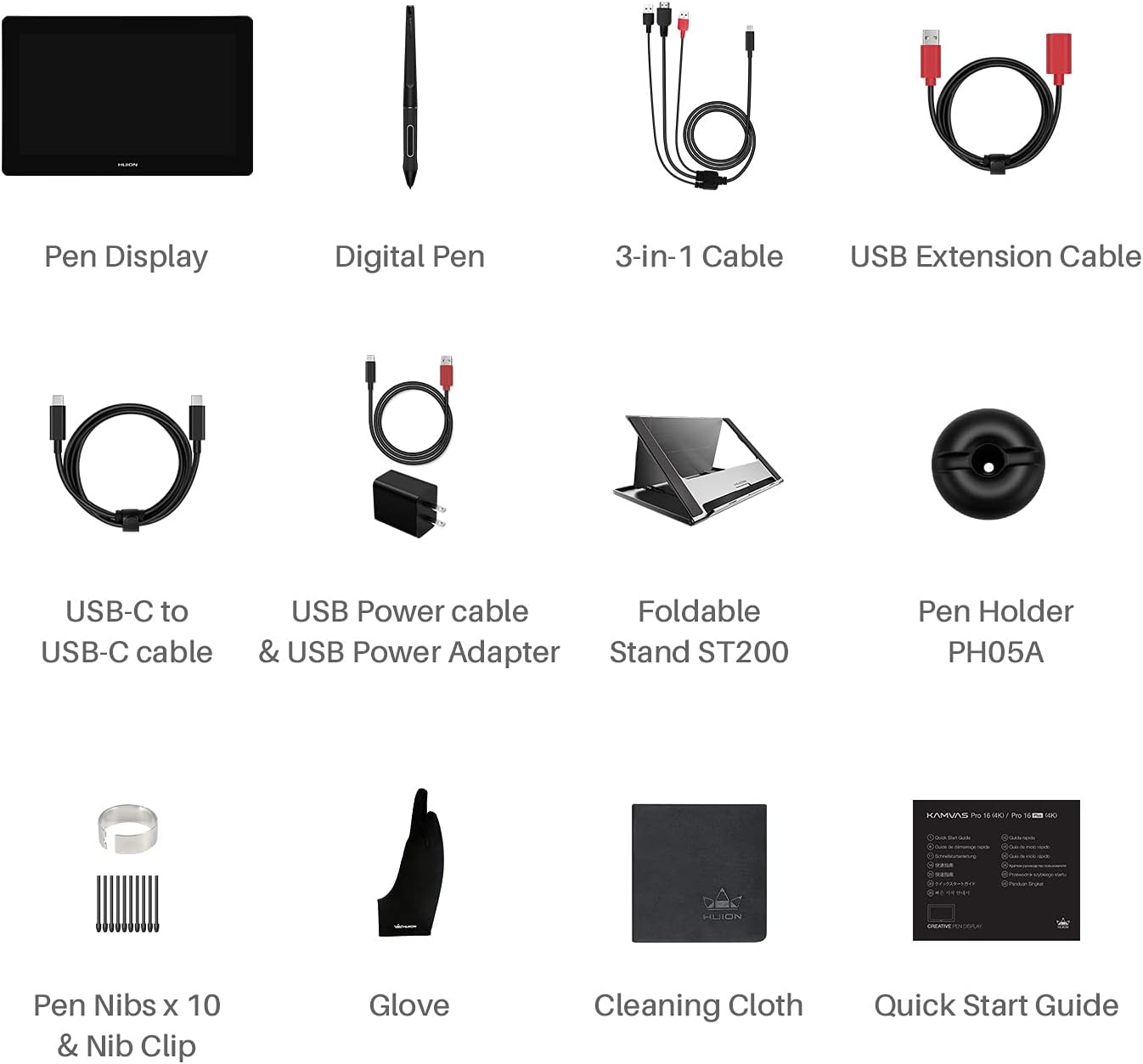 HUION Kamvas Pro 16 plus 4K UHD Graphics Drawing Tablet with Screen Full Laminated 145% Srgb Pen Display with Battery-Free Stylus, 15.6-Inch Drawing Monitor Work with Linux, Windows PC, Mac, Android