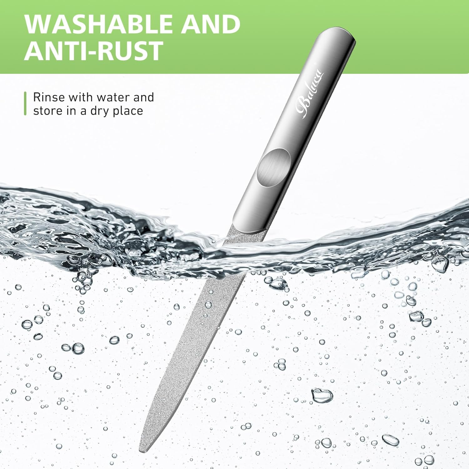 BALUCA Stainless Steel Diamond Nail File for Natural Acrylic Nails, Double Sided Metal Fingernail Toenail File for Women, Durable and Efficient Nail Care Tool image number 3