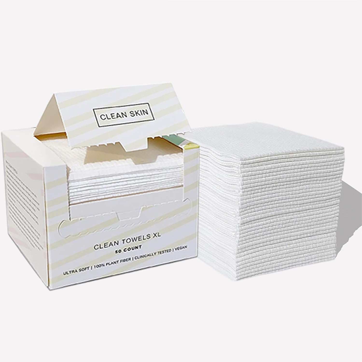 ZOTIKA Ultra Soft Dry Face Towels XL, 100% Plant Fibre, Gentle Skincare, 25 X 30 Cm, Clean Towels (3 Pack=150 Count, 25 X 30 Cm)