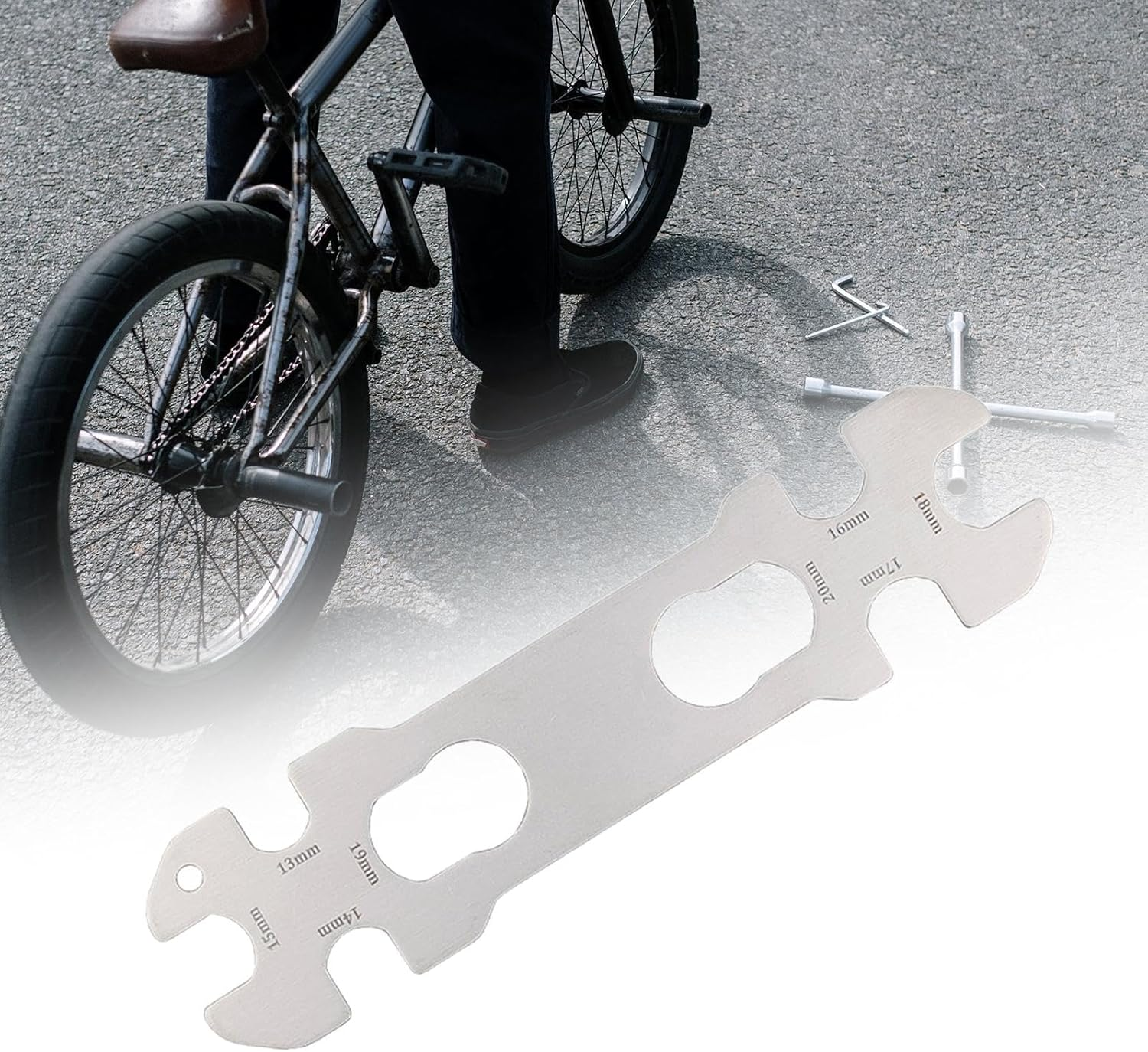 Aternee Bike Hub Wrench 13/14/15/16/17/18/19/20Mm Spanner Multi-Size Cone Wrench Bicycle Repair Tool for Road Bikes image number 3