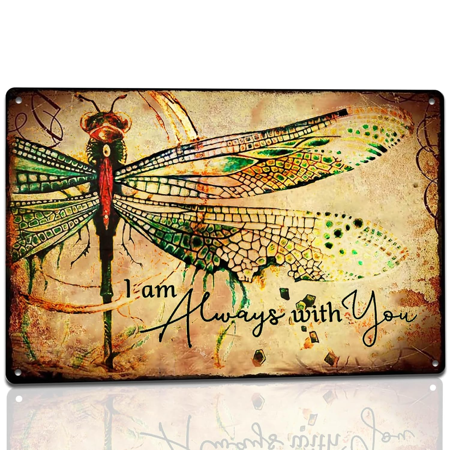 Dragonfly Tin Sign Retro Accept What Is Metal Signs Vintage Dragonfly Wall Art Outdoor Garden Decor Dragonfly Gifts for Women Bathroom Sign Home Decoration Let Go of What Was Have Faith in What Will