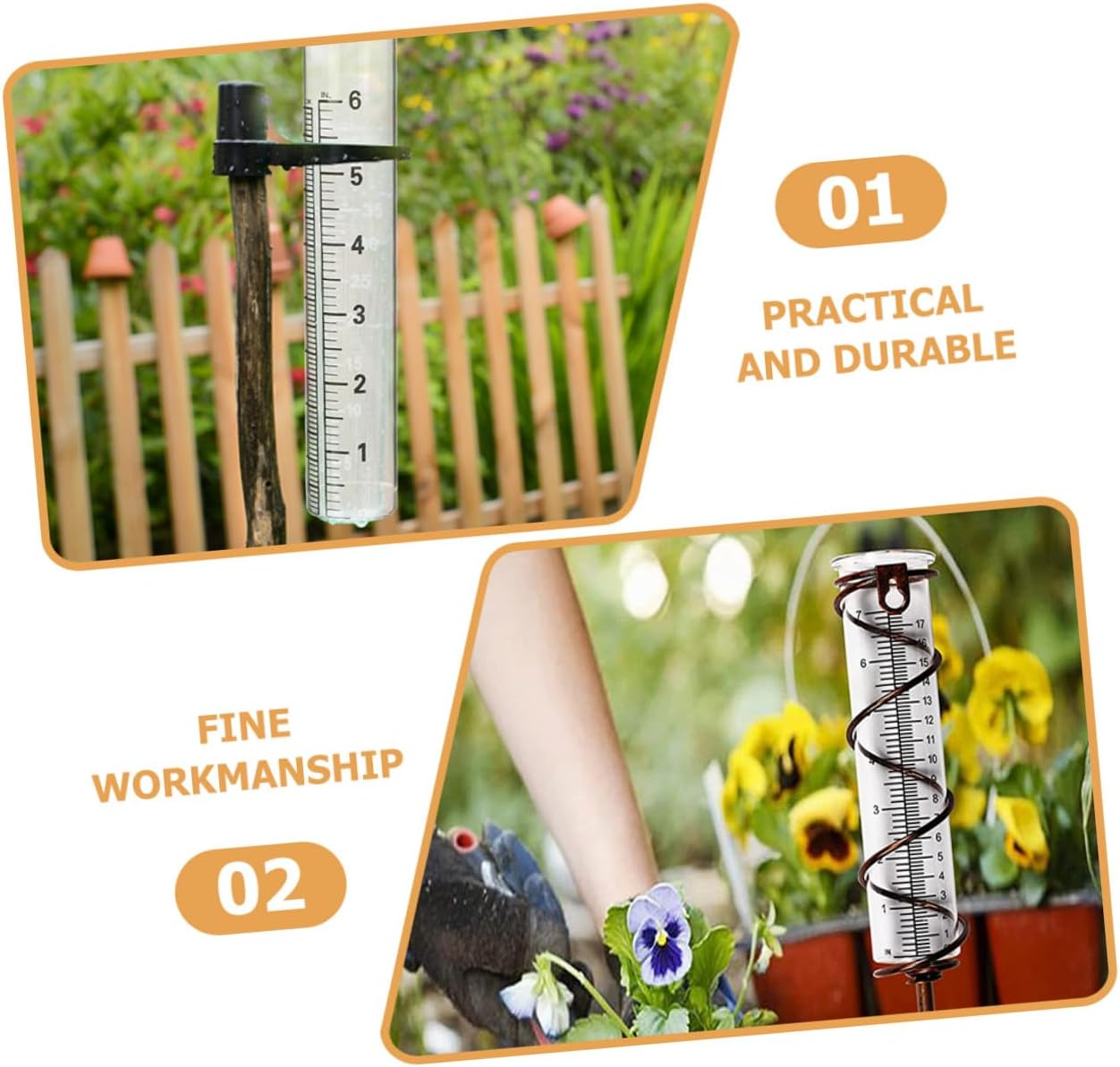 Bestonzon 4Pcs Glass Rain Gauge Tubes with Graduated Scale Outdoor Home Rain Measurer for Garden Lawn Patio Precipitation Measurement image number 4