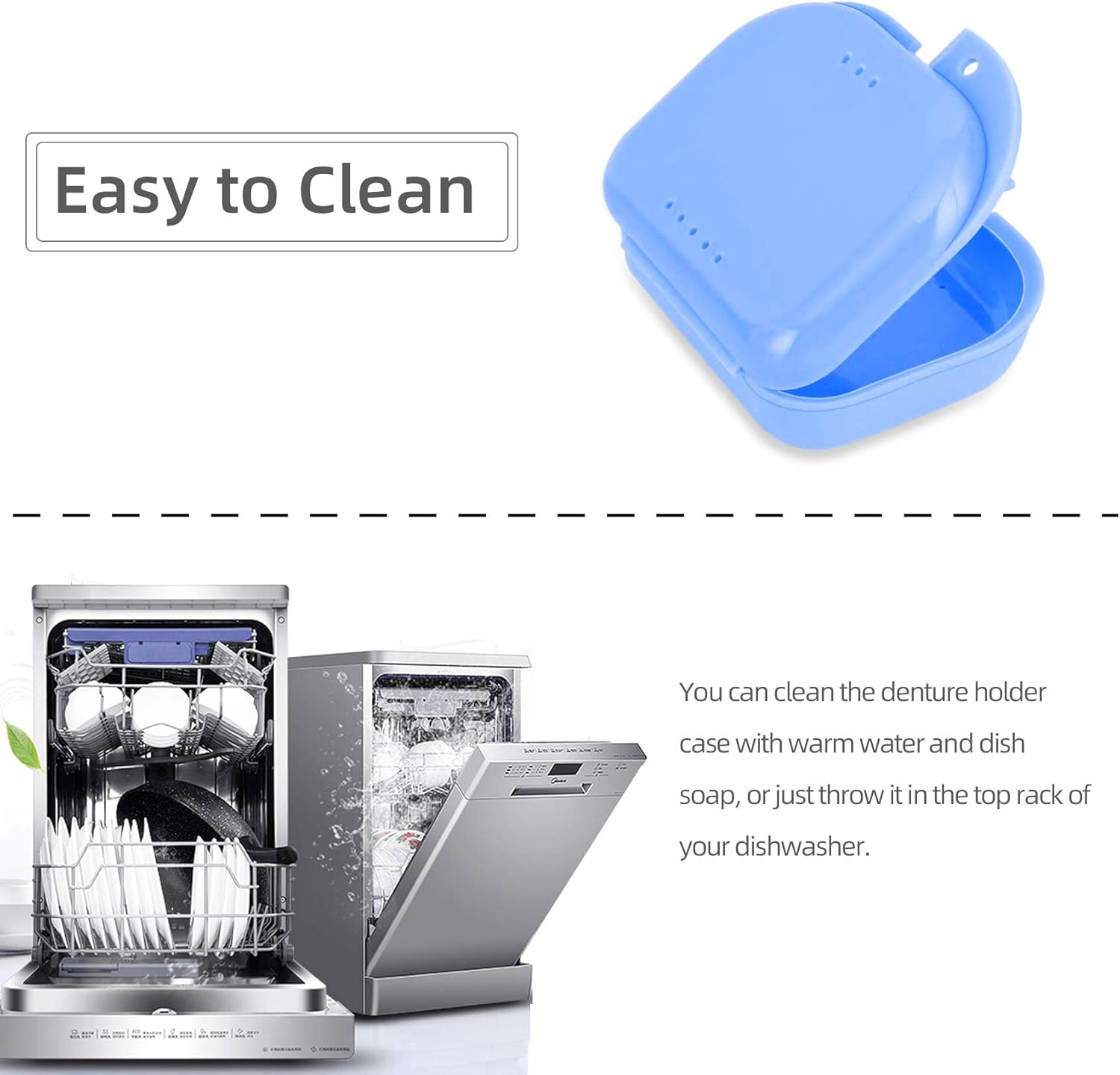 Annhua Retainer Case with Vent Holes - Mouthguard Container for Travel, Slim Dental Storage Box for Aligners, Night Guard - Easy to Open, Blue image number 4