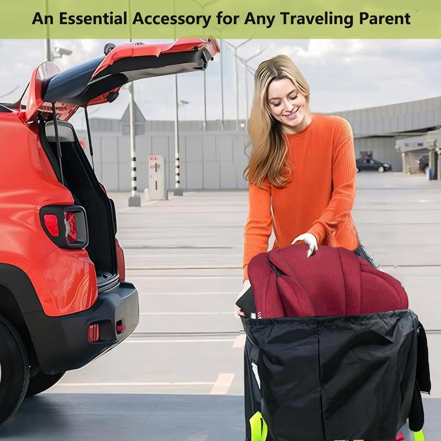 Bestbless Stroller Travel Bag, Portable Pram Bag for Airplane, Car Seat Travel Bag, Large Pushchair Cover with Shoulder Strap, Waterproof Gate Check Bag for Infant Strollers (L) image number 1