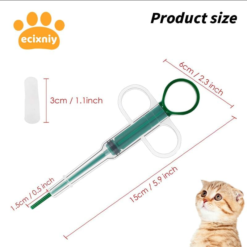 Ecixniy - Syringe-Style Cat Pill Shooter & Popper, Dual-Head Pet Medicine Feeder for Cats, Dogs, and Small Animals - Easy Pill Pockets for Cats & Liquid Medicine Dispenser (Green) image number 3