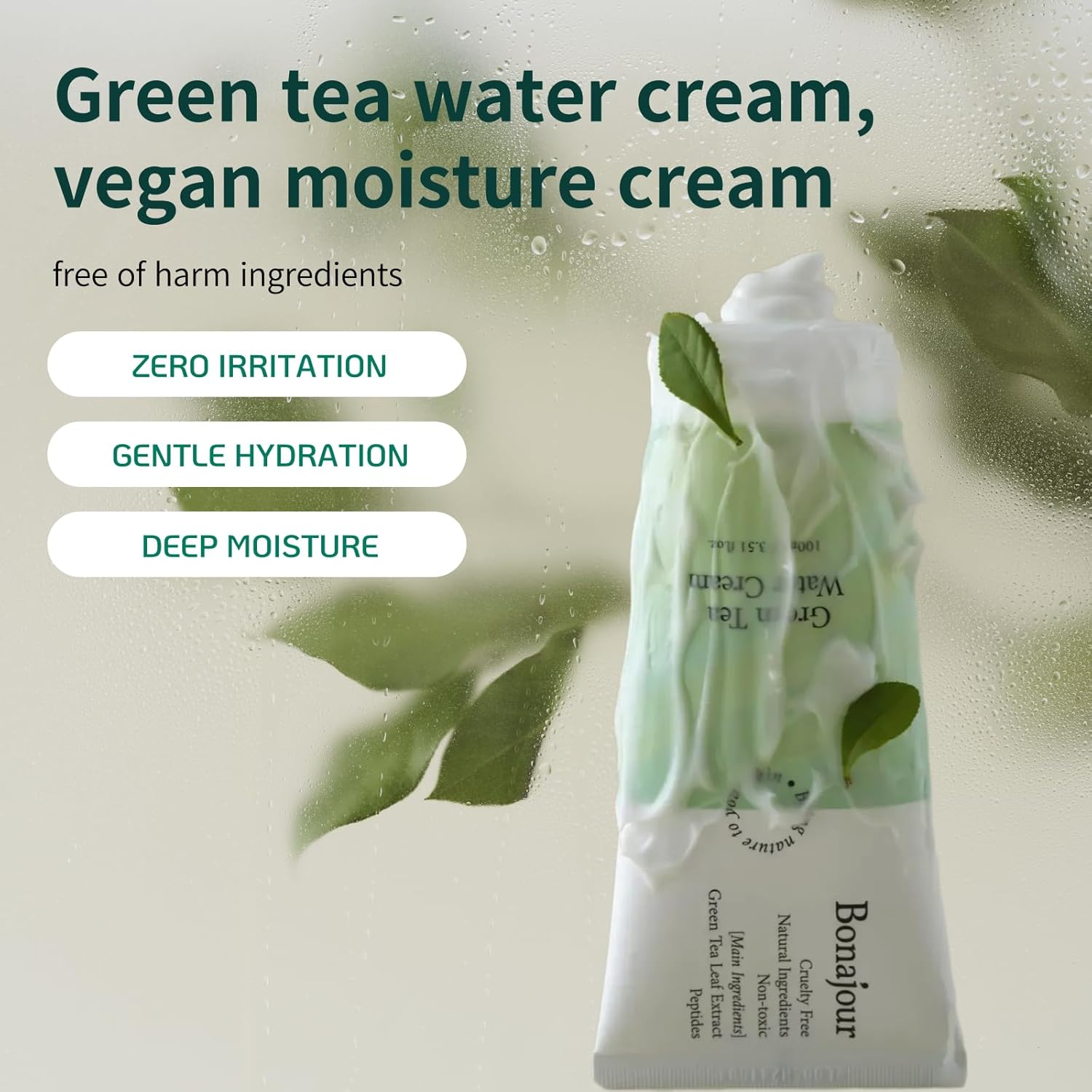 [Bonajour]Green Tea Natural Moisturizing Cream for Dry and Sensitive Skin, Best Face Moisturizer 100Ml image number 5