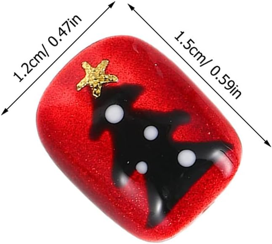 BAZEITFLOW Christmas Short Press Nails Snowflake Candy Cane Art Stickers Square False Nails with French Tips Festive Holiday Manicure for Women image number 5