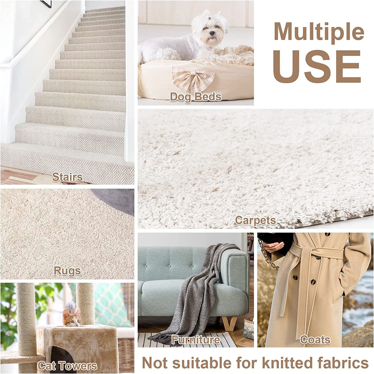 Hold a Star V2.0 Large Carpet Rake Pet Hair Remover,Reusable Long Handle Low Pile Scraper Lint Remover,Metal Dog Brush,Rugs Couch Furniture Stairs Fabric Shaver,Wood Handle+Silver Rack,(Hs-L007) image number 3