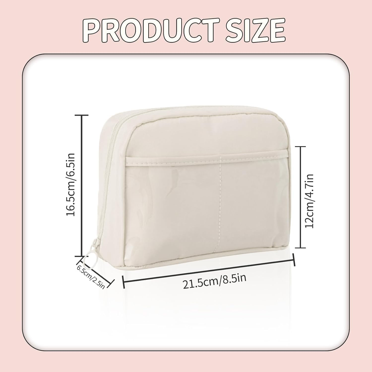 Limcryspp 1 Piece Large Capacity Pencil Case, Large Pencil Case, College Pencil Case, School Pencil Case, Pencil Case with Lattice (White) - Pink image number 4