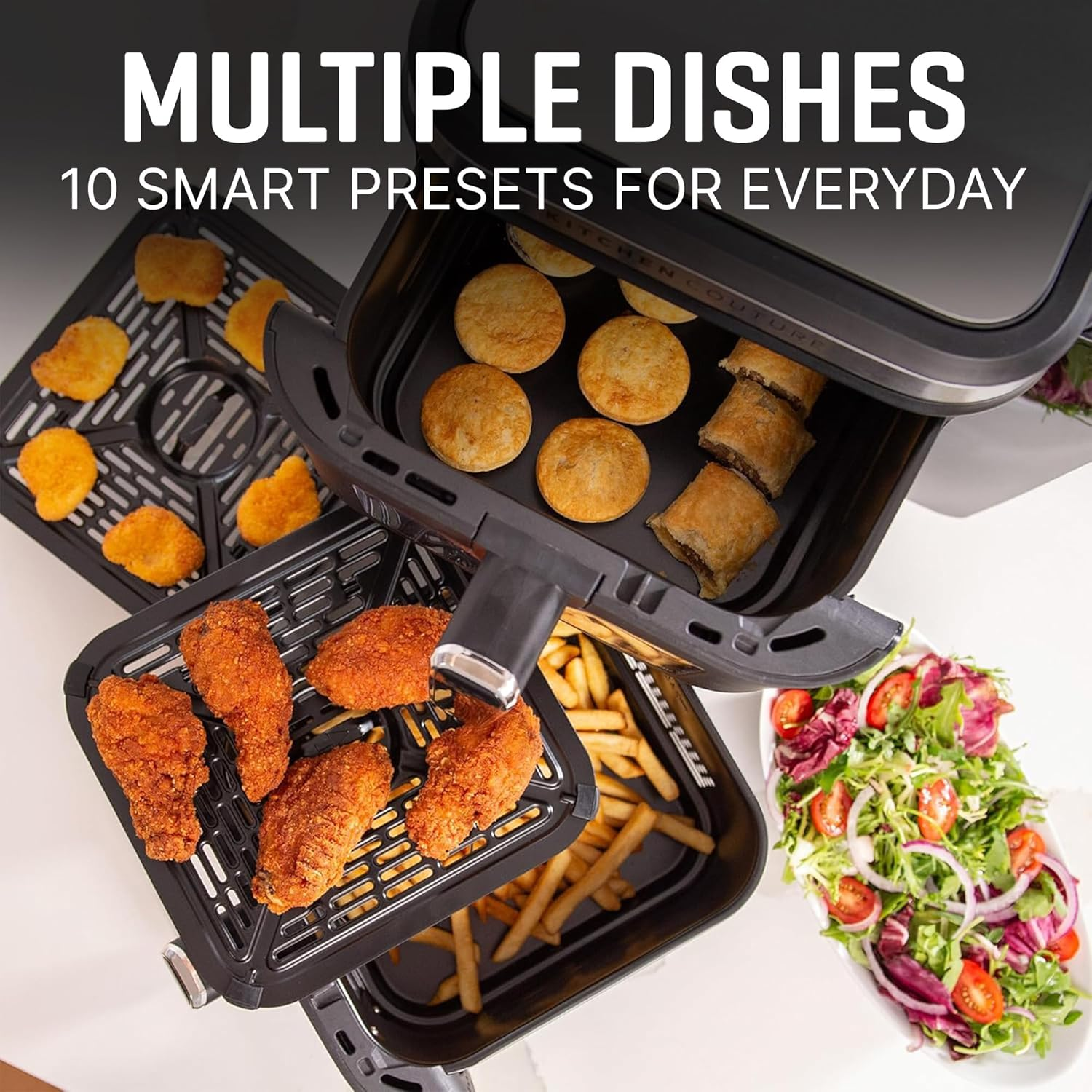 Kitchen Couture 11L Clear View Vertex Dual Draw Air Fryer image number 3