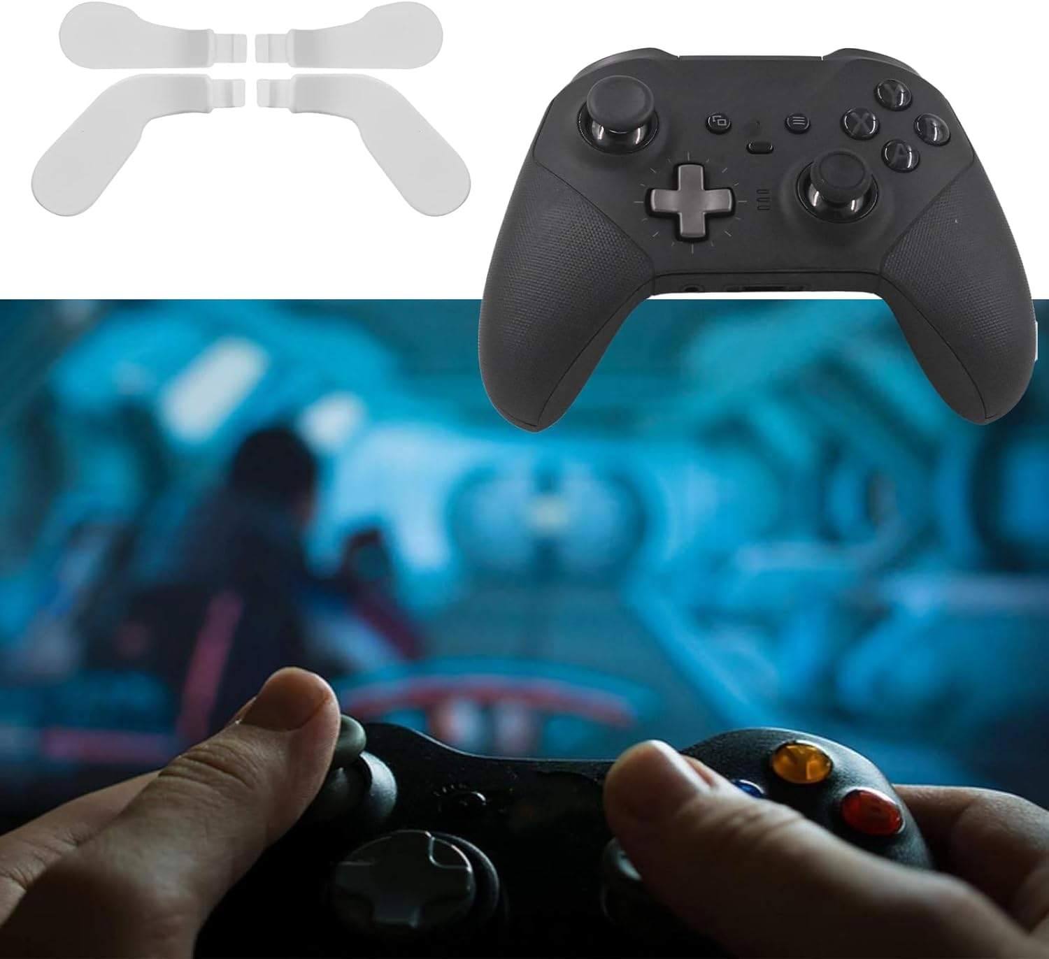 4 Pcs Elite 2 Core Controller Paddles for Xbox One Elite Series 2, Elite Control Paddles for Xbox One Elite, Elite Controller Metal Paddles for Xbox One Elite Series 2 (Silver) image number 2