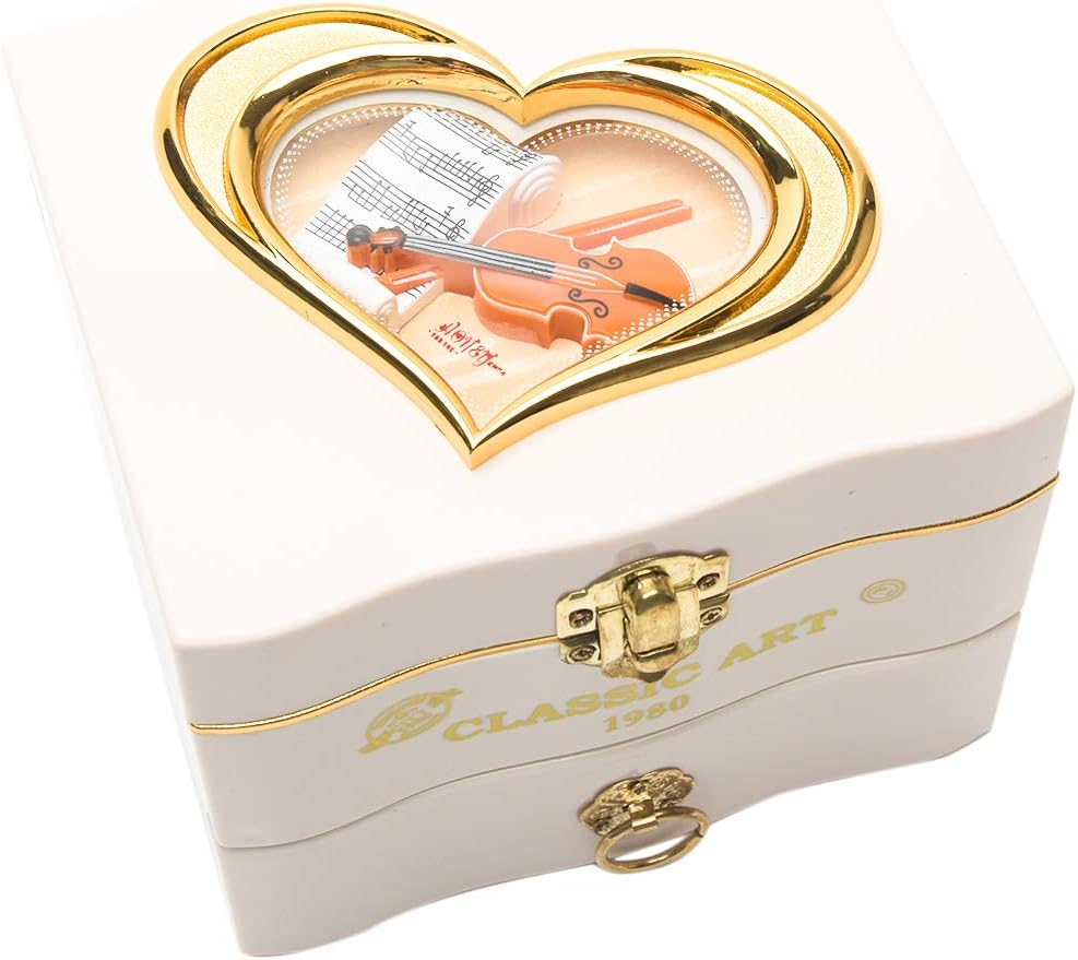 Restynic Rotating Ballerina Music Box Jewelry Storage with Mirror & Organizer - Elegant Ballet-Themed Gift for Girls & Women, Perfect for Birthdays, Christmas, or Special Occasions (White, Small) - White image number 3