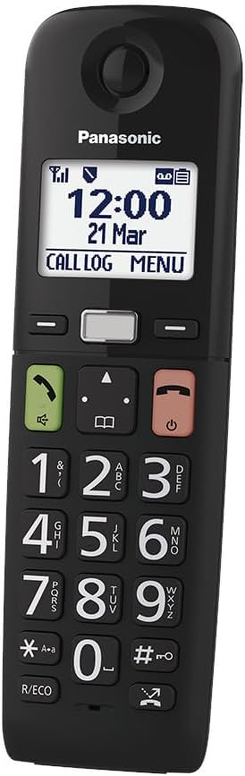 Panasonic Digital Cordless Phone with Answering Machine, Large Buttons, Hearing Aid Compatibility, Black, (KX-TGU120AZB)