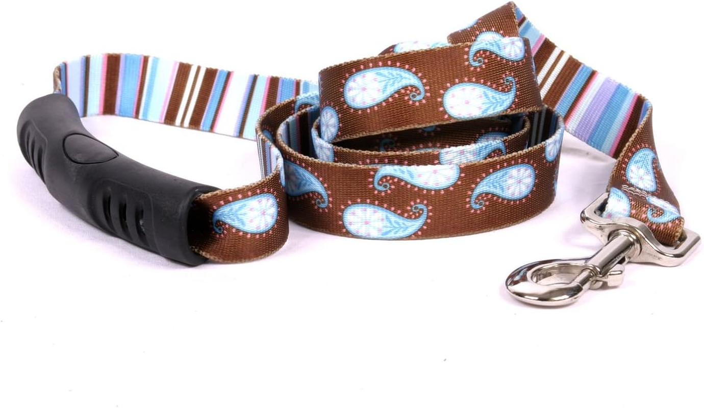 Yellow Dog Design Brown Paisley Ez-Grip Dog Leash with Comfort Handle, Small/Medium