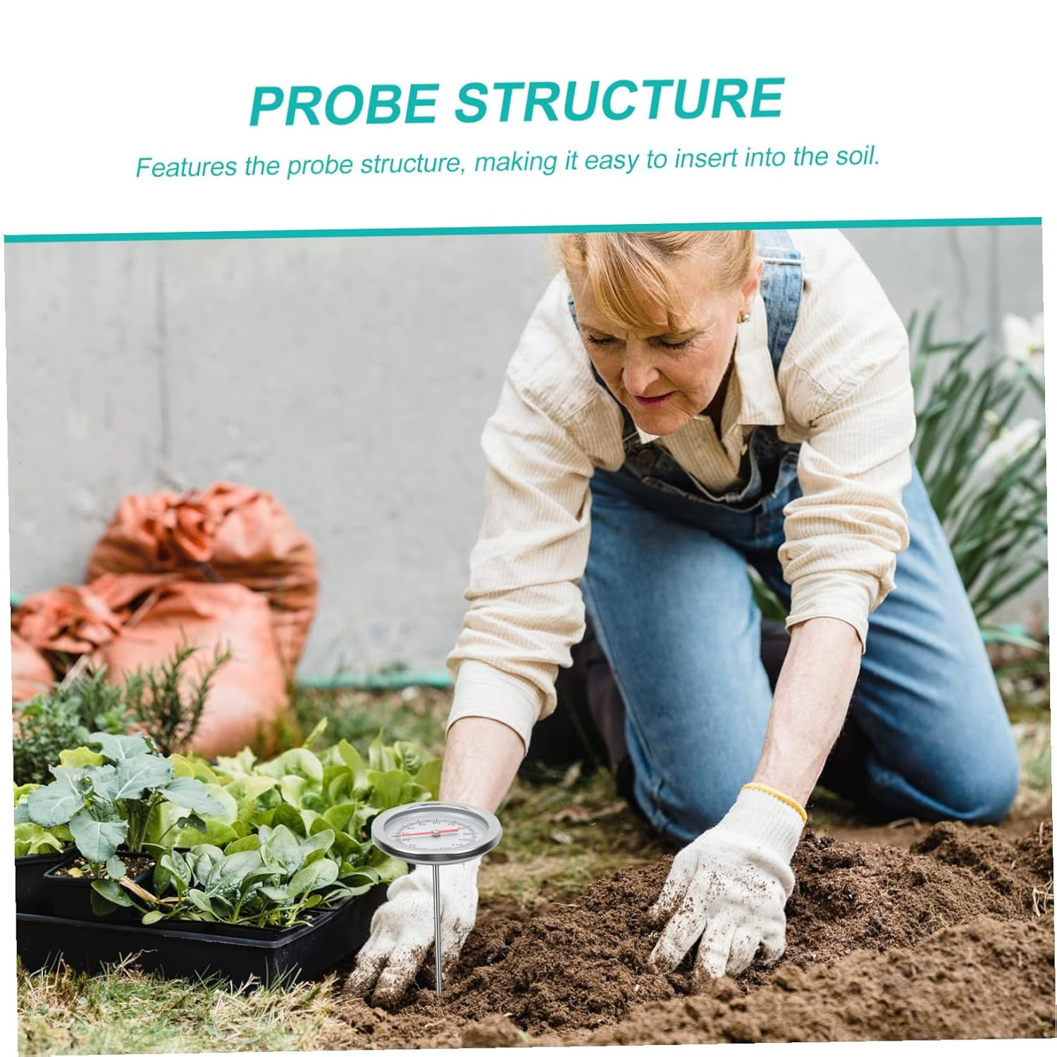 HANABASS Stainless Steel Compost Thermometer Probe Long Soil Temperature Measuring Tool C- C Accurate Gardening Instrument Lightweight for Planting and Soil Monitoring