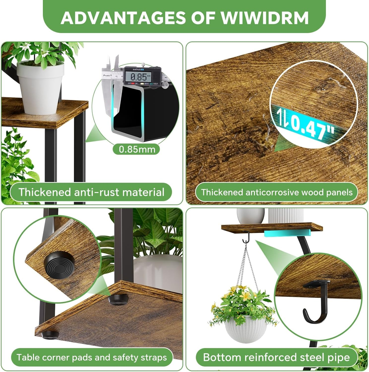 157Cm Plant Stand Indoor, 8-Tiered Indoor Plant Shelf with Grow Lights Can Hold a Variety of Indoor Plants, S-Shaped Plant Stand Display Stand, Suitable for Bedroom, Terrace, Living Room, image number 6