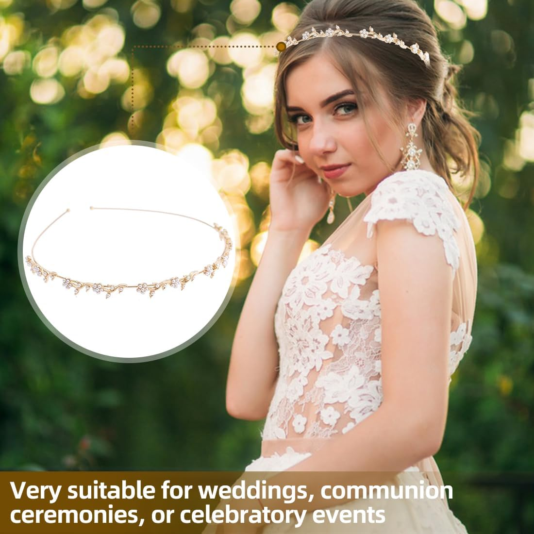 XFSRG Communion Hair Accessories Girls Headband Flower Design Communion Headband for Girls Wedding Hair Accessories image number 5