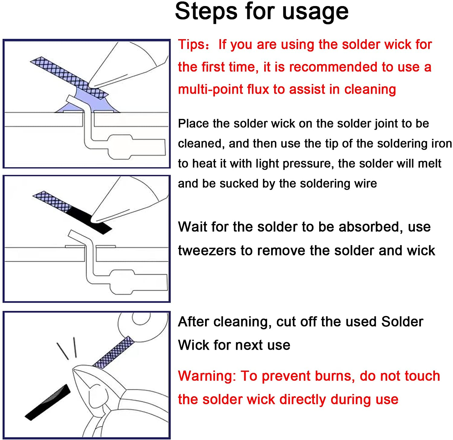 Lesnow Solder Wick Braid 10Ft Length Desoldering Wick Braid Remover Tool Solder Sucker 1 Piece No-Clean Soldering Wick Wire Roll and Disassemble Electrical Components image number 6