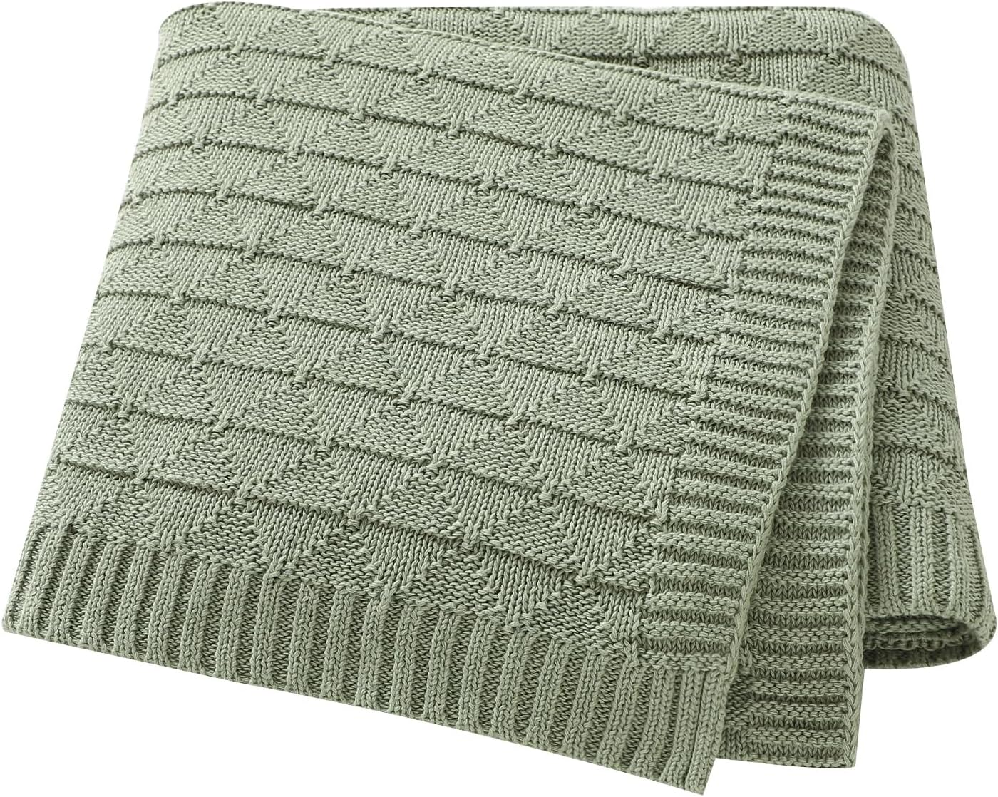 Wugugu Baby Receiving Blanket for Boys Girls Knit Neutral Swaddle Blankets Soft Lightweight Crib Stroller Blankets for Newborn Infant Toddlers White 30 X 40 Inch