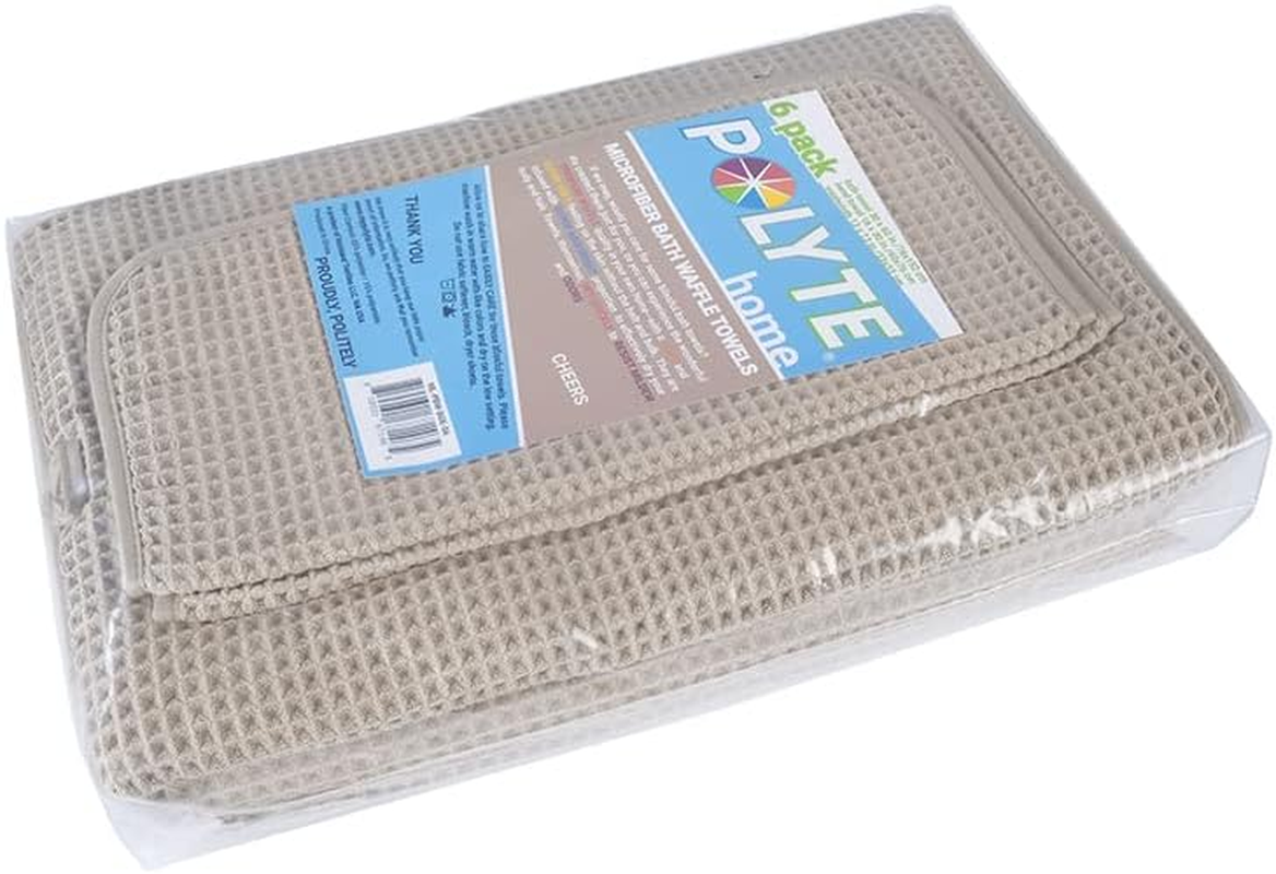 Polyte Microfibre Oversize, 76 X 152 Cm, Quick Dry Lint Free Bath Towel Set, 6 Piece (Beige, Waffle Weave) - Blue image number 6