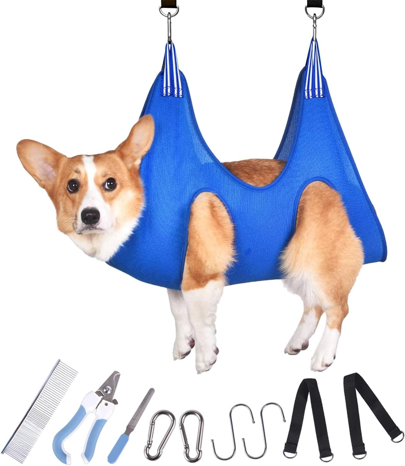 Dog Grooming Hammock, 10 in 1 Pet Grooming Hammock Harness for Cats & Dogs, Pet Hammock Restraint Bag with Nail Clippers Trimmer,Nail File,Dog Grooming Sling for Trimming Nail