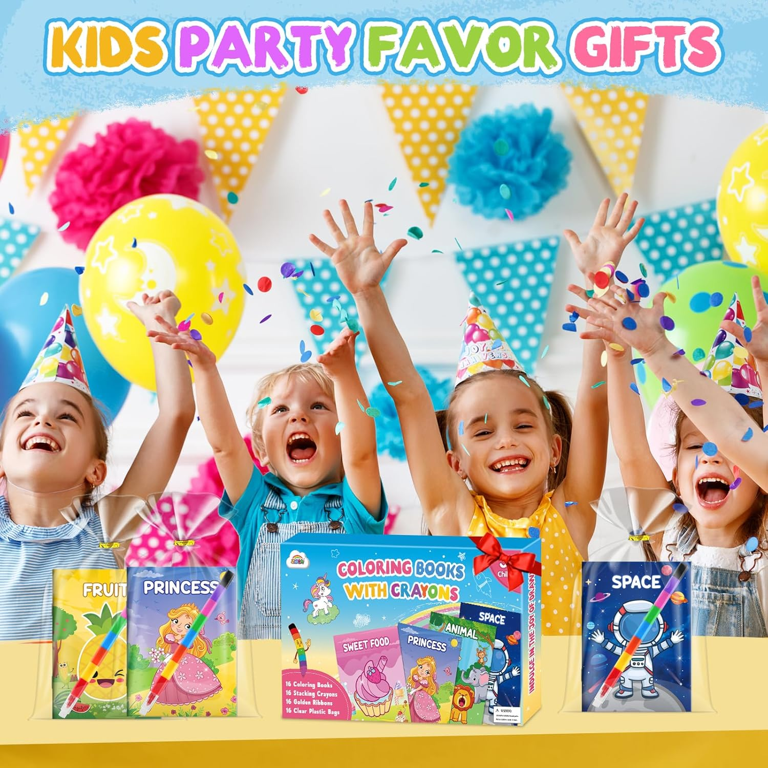 ZMLM 16 Coloring Books for Kids Party Favors: Bulk 16 Crayons Mini Coloring Books for Kids Ages 4-8 Birthday Goodie Bags Stuffers Toddlers Return Gifts Classroom Prizes Teacher Crafts (Classic) image number 4