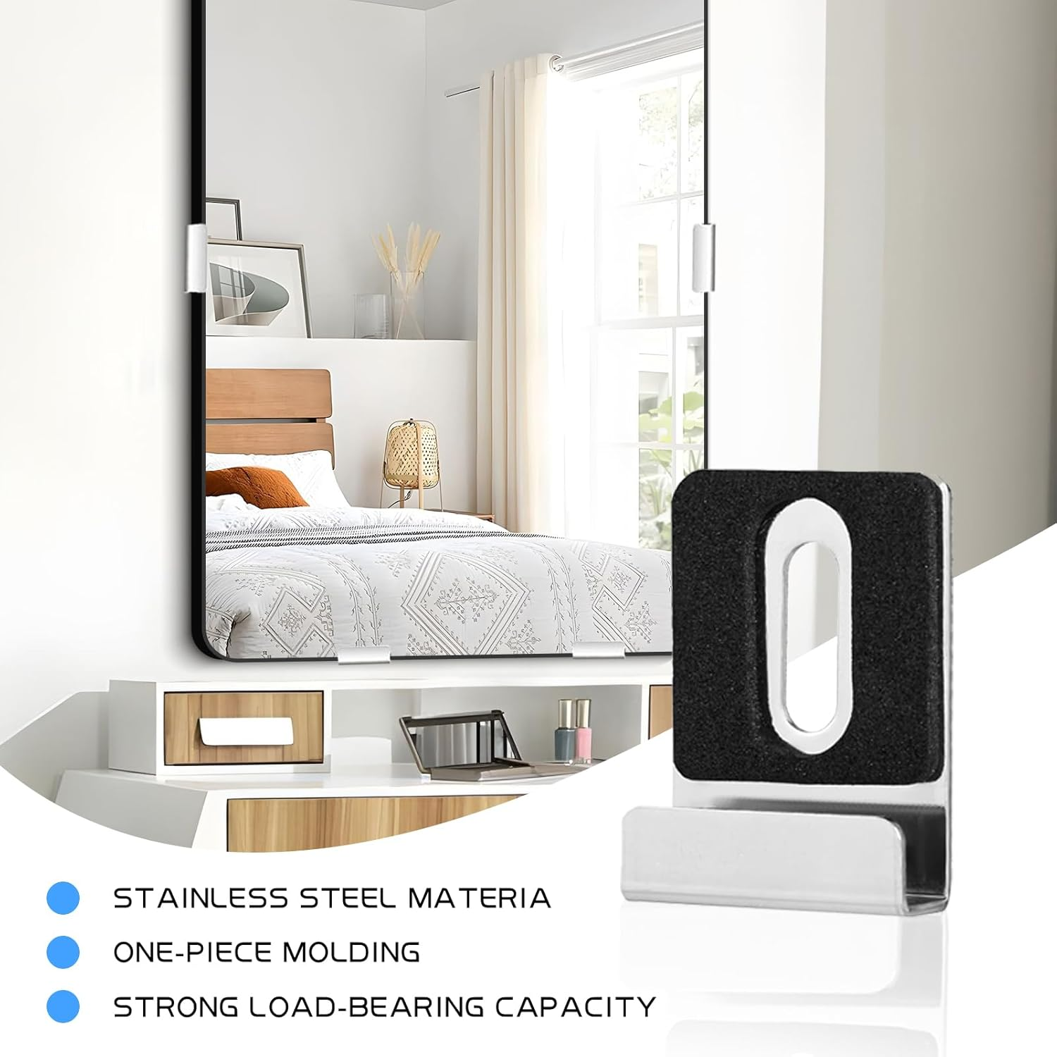 8PCS Mirror Clips for Wall Mounting,Mirror Mounting Hardware,Mirror Clips for Frameless Mirror,J Hooks for Hangingheavy Duty Mirror Hanger Hardware for Frameless Mounting Wall Tile Billboard Display