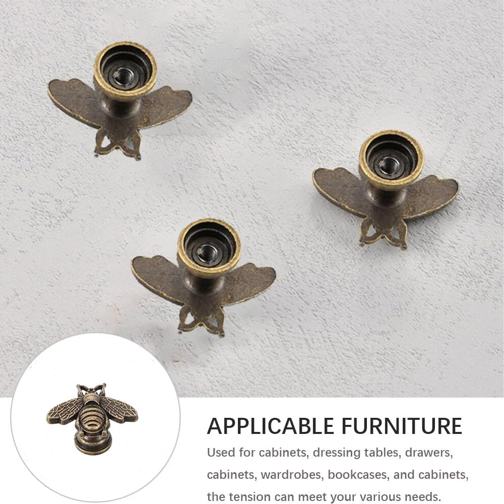 LXLM Cabinets and Drawers Knobs 10 Pcs Vintage Gold Drawer Knobs Metal Bee Shape Knobs Kitchen Cabinet Knobs Antique Brass Cabinet Knobs Handle Cabinet Knobs, as Shown 1 image number 5